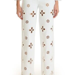 Noli White Floral Cutout Flare Jeans